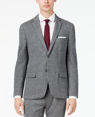 Bar III - Men's Slim-Fit Gray Stripe Knit Suit Jacket