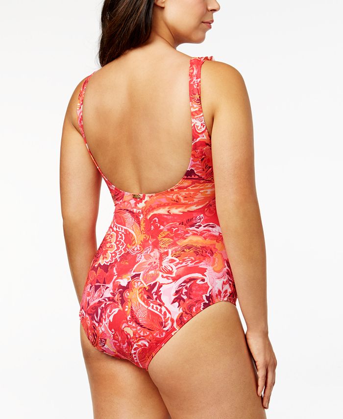 Lauren Ralph Lauren Plus Size Tummy Control Printed Underwire One Piece Swimsuitcreated For 4843