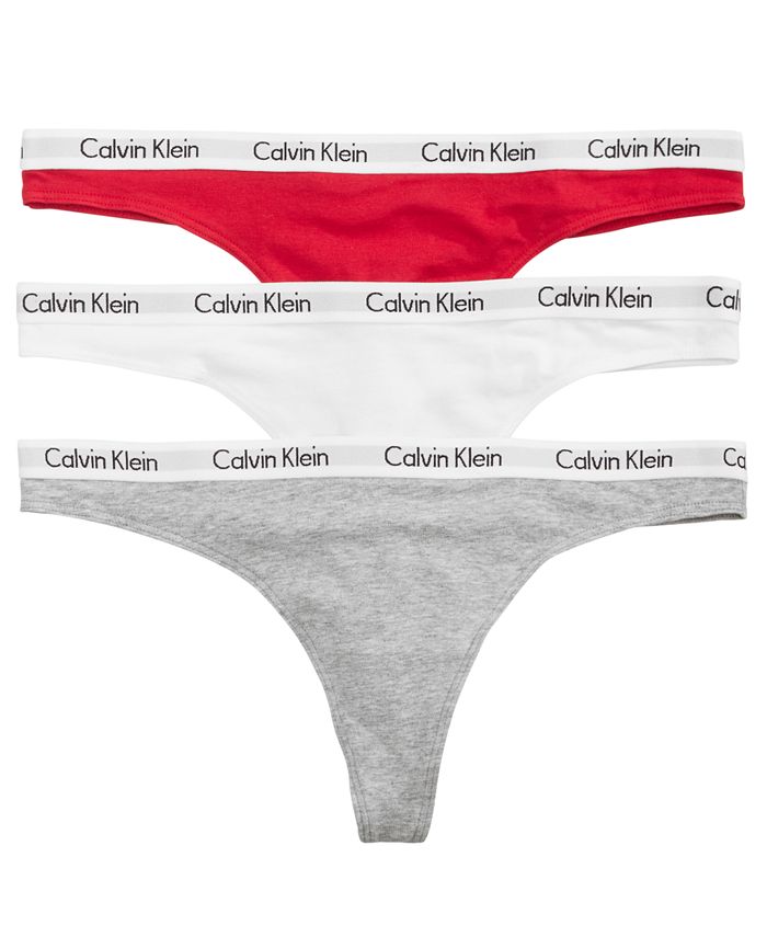 Calvin Klein Carousel Cotton Thong 3-Pack QD3587 - Macy's