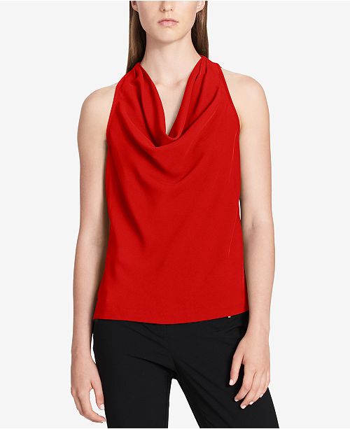 Calvin Klein Charmeuse Cowl Neck Top Reviews Tops Women Macy S