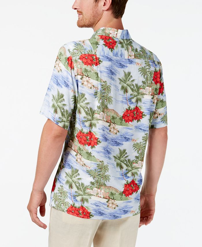 Tasso Elba Men's Poinsettia Island-Print Shirt, Created for Macy's - Macy's