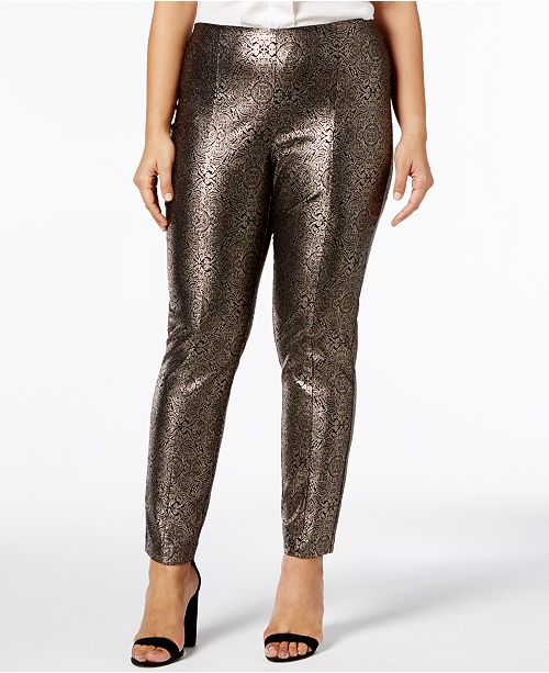 Alfani Plus Size Metallic Skinny Pants, Created for Macy's & Reviews ...
