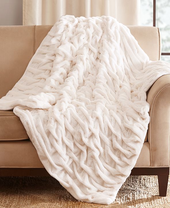 Madison Park Reversible Ruched FauxFur Throw & Reviews Blankets