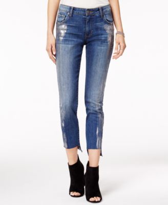 STS Blue - Cotton Metallic-Coated Straight-Leg Jeans