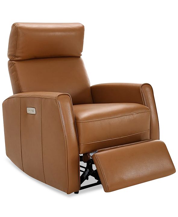 Furniture CLOSEOUT! Ceraza Leather Power Recliner With Articulating Headrest & USB Power Outlet ...