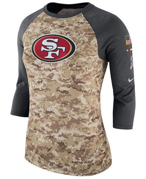 Nike Women S San Francisco 49ers Salute To Service Three Quarter