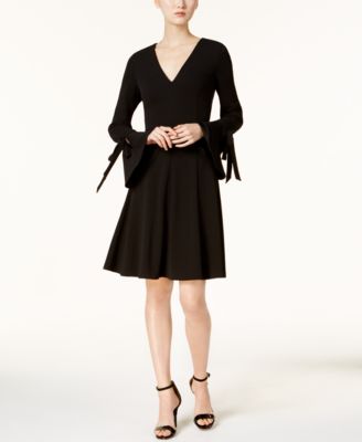 calvin klein black bell sleeve dress