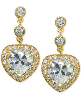 Giani Bernini Cubic Zirconia Heart Drop Earrings, Created For Macy's ...