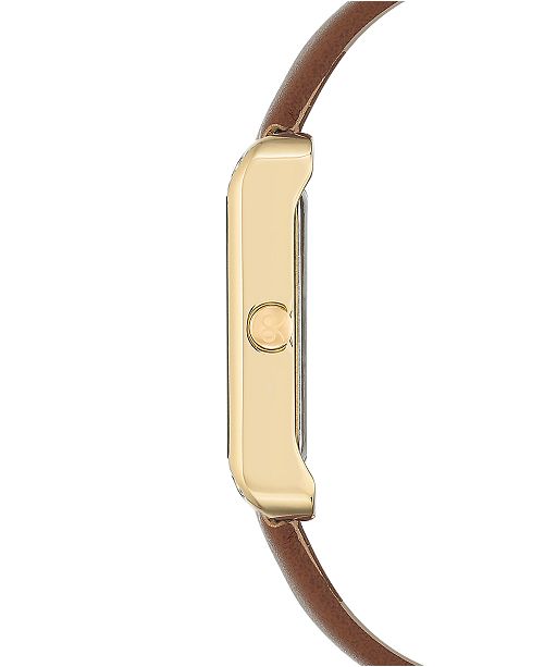 Nine West Women's Brown Faux Leather Strap Watch 29mm & Reviews