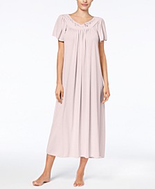 Embroidered Tricot Long Nightgown