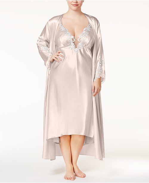 Flora By Flora Nikrooz Plus Size Satin Stella Gown And Robe