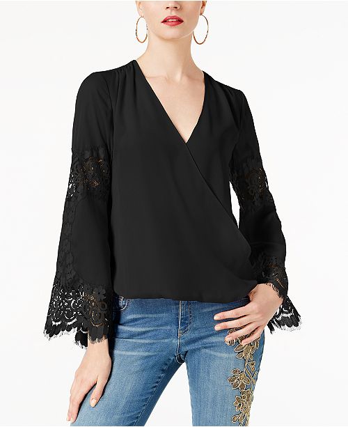 INC International Concepts I.N.C. Lace Surplice Top, Created for Macy's ...