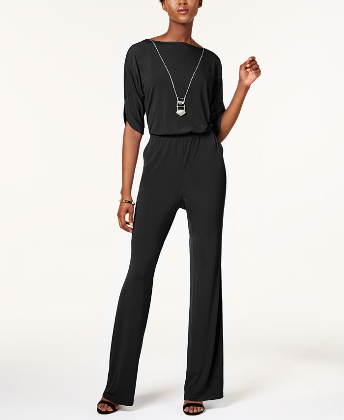 NY Collection Petite Jumpsuit with Necklace Macy's
