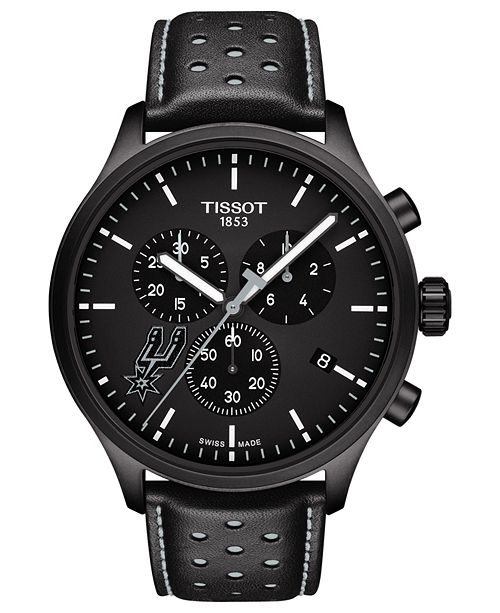 Tissot Men S Swiss Chronograph Chrono Xl Nba San Antonio Spurs Black Leather Strap Watch 45mm Reviews All Fine Jewelry Jewelry Watches Macy S