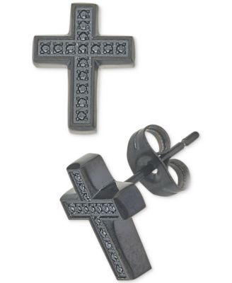 mens diamond cross earrings