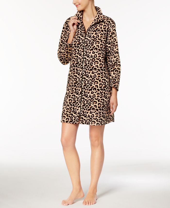 Miss Elaine BrushedFleece LeopardPrint Robe Macy's