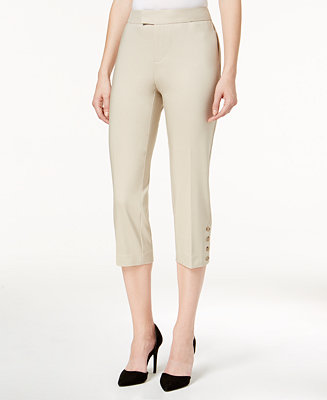 Charter Club Button-Detail Capri Pants, Created for Macy&#39;s - Pants - Women - Macy&#39;s