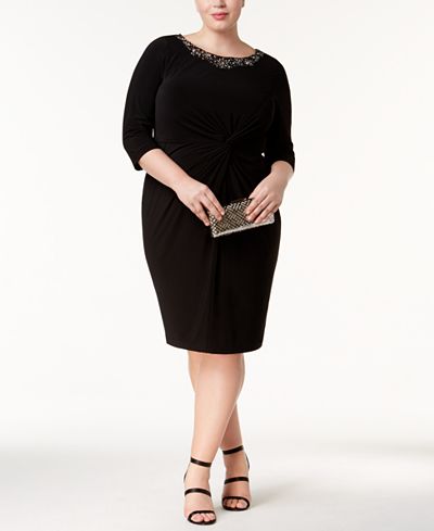 Alex Evenings Plus Size Embellished Twist Front Dress Plus Size