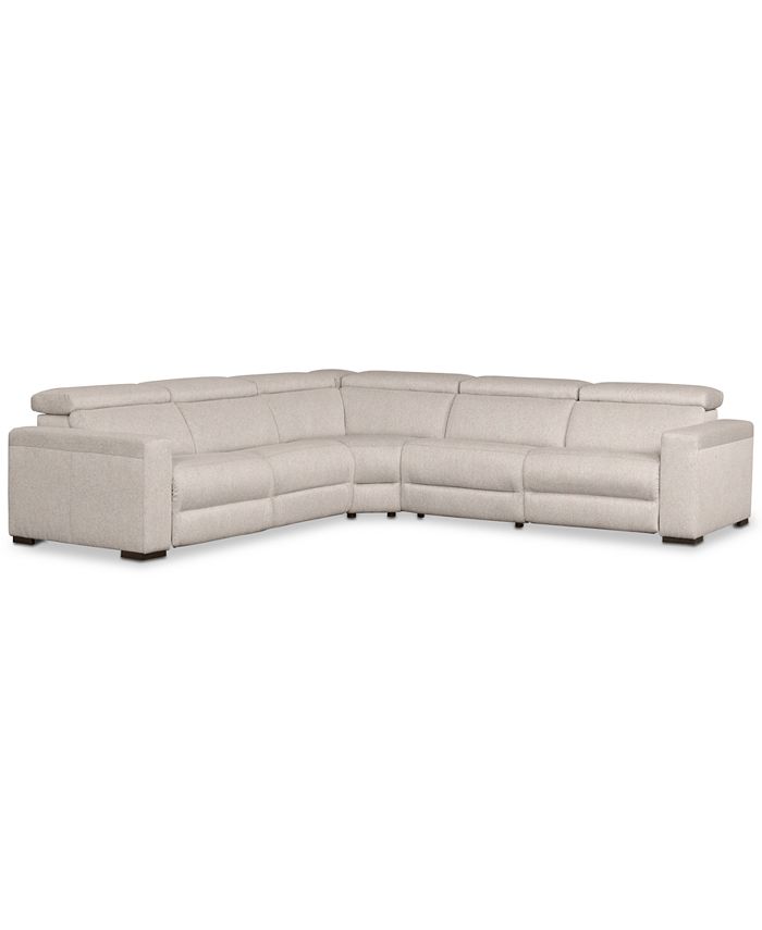 Furniture Nevio 124" 5Pc. Fabric "L" Shaped Sectional Sofa with 3