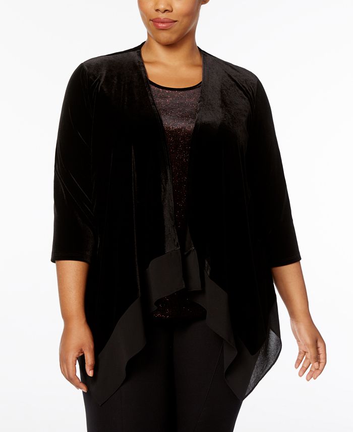 NY Collection Plus Size Velvet Layered-Look Top - Macy's