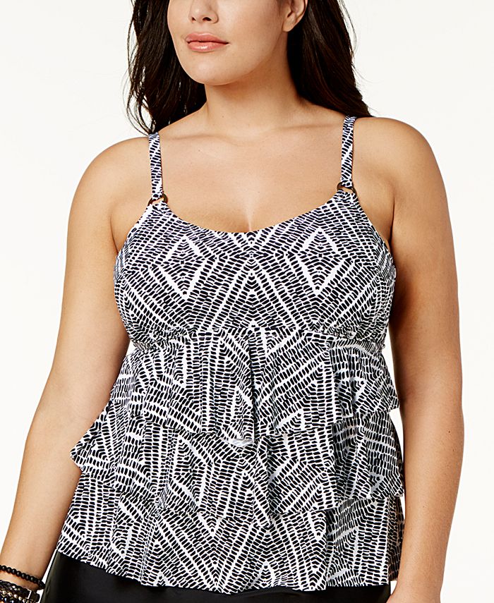 Island Serenity Two Tiered Tankini Top (Plus Size)