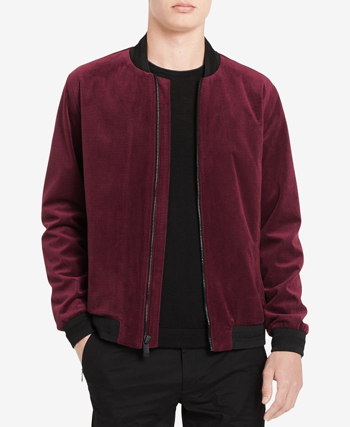 Calvin Klein Men's Textured Velvet Bomber Jacket - Macy's