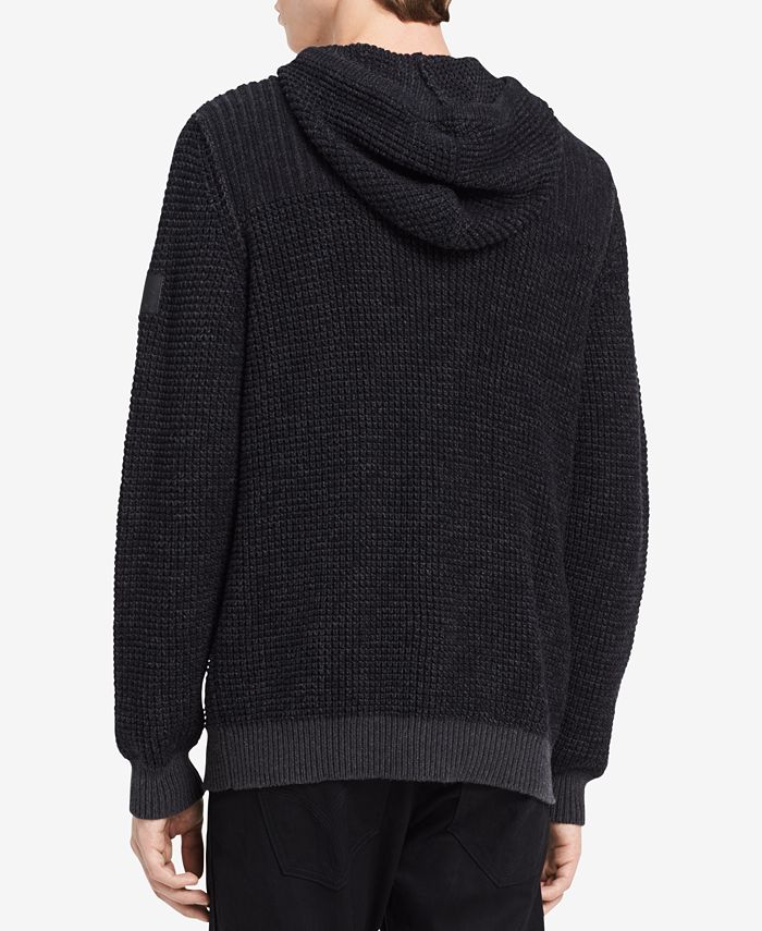 Calvin Klein Jeans Men's Textured-Knit Hooded Sweater - Macy's
