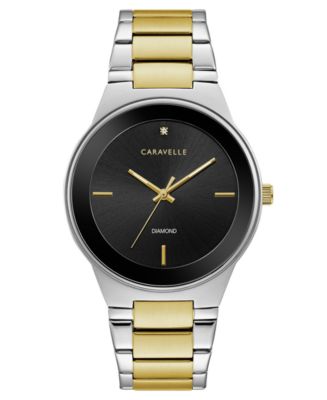 Caravelle Men's Diamond-Accent Two-Tone Stainless Steel Bracelet Watch ...
