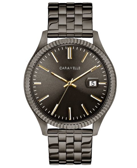 Мужские часы Caravelle Gunmetal Stainless Steel Bracelet Watch 41mm