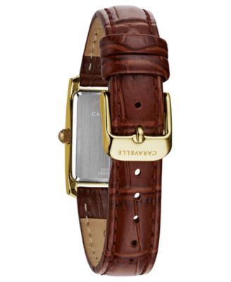  Women's Brown Leather Strap Watch 21x33mm