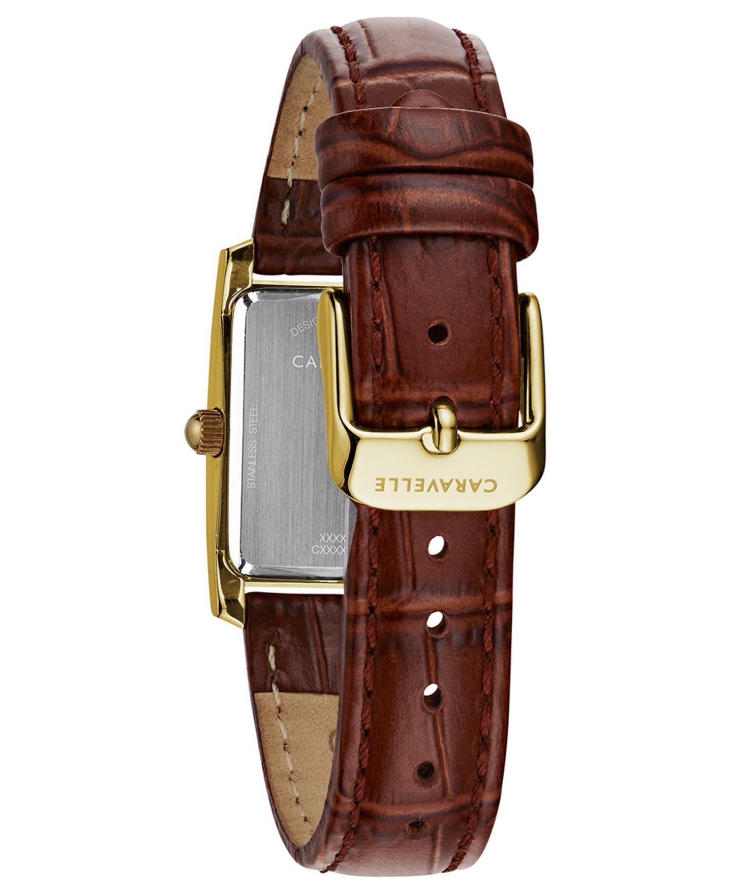 Женские часы Caravelle Brown Leather Strap Watch 21x33mm — фото 3