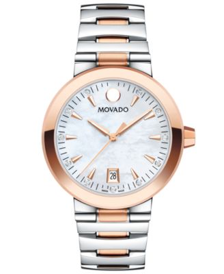 Movado - Women's Swiss Vizio Diamond-Accent Two-Tone Stainless Steel Bracelet Watch 34mm