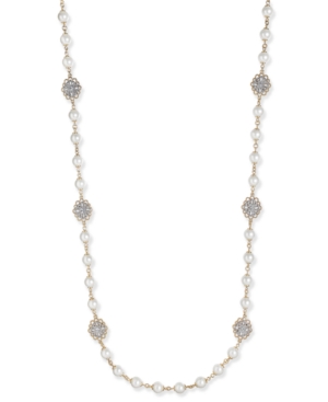 image of Charter Club Gold-Tone Crystal Filigree & Imitation Pearl Strand Necklace, Created for Macy-s