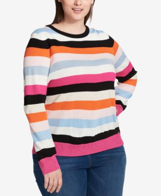 Tommy Hilfiger - Plus Size Striped Crew-Neck Sweater