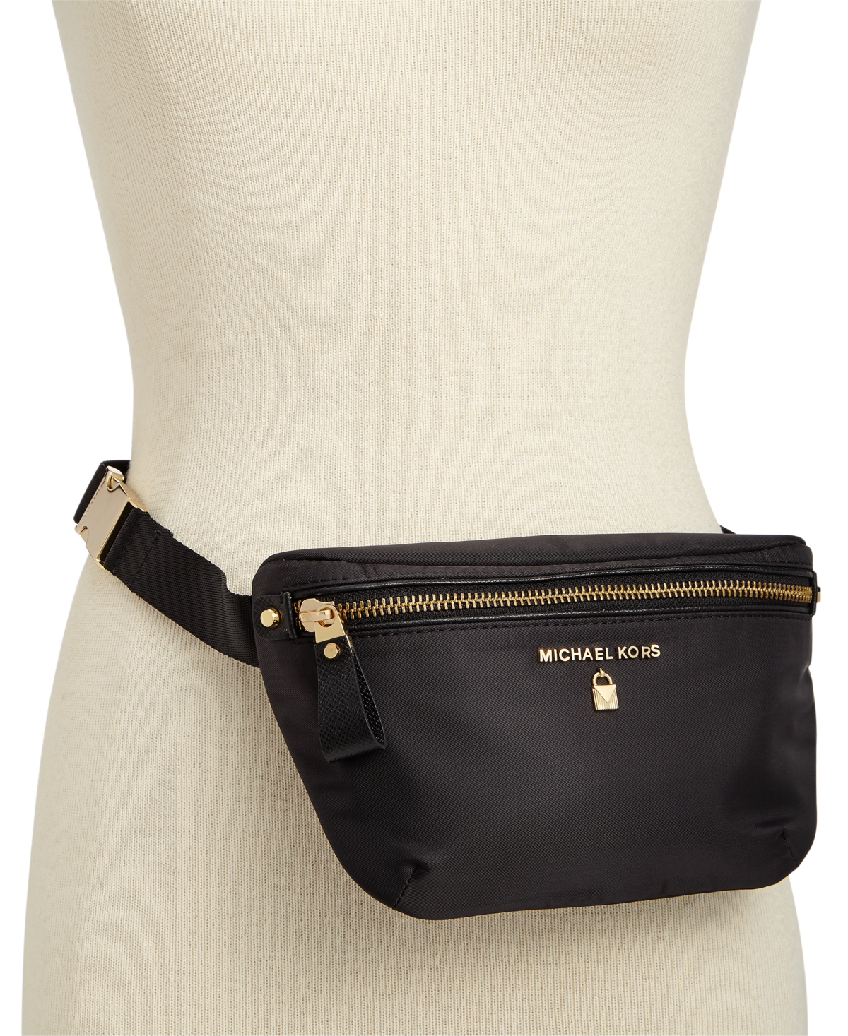 Michael Kors Michael  Nylon Fanny Pack, Created For Macy's In Black,gold-tone