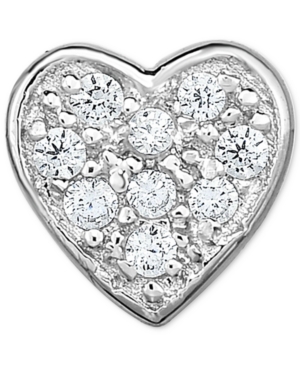 image of Diamond Accent Heart Single Stud Earring in 14k White Gold