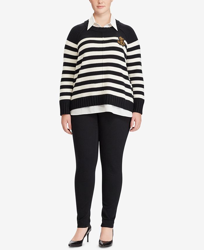 Lauren Ralph Lauren Plus Size LayeredLook Striped Sweater Macy's
