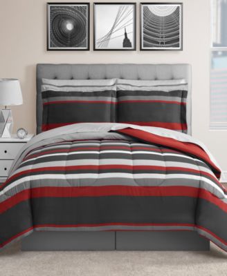 Austin Stripe/Solid Reversible 8 Pc. Comforter Sets, Created for Macy's
