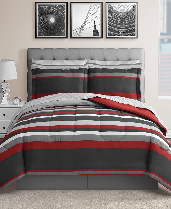 Fairfield Square Collection Austin Stripe/Solid Reversible 8 Pc. Comforter  Set, Created for Macy's & Reviews - Home - Macy's