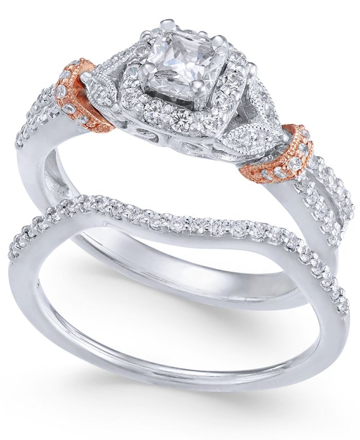 Macy's Diamond TwoTone Bridal Set (5/8 ct. t.w.) in 14k White & Rose