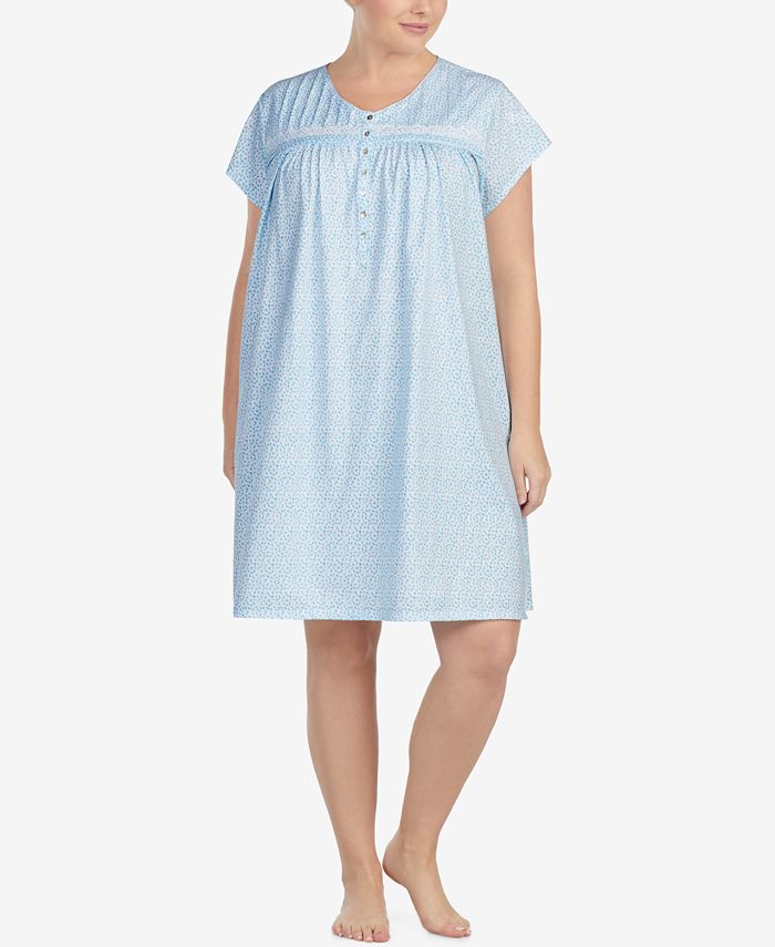 Eileen West Plus Size Cotton ButtonFront Nightgown Macy's