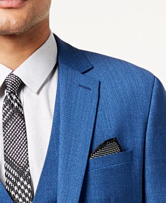 Hugo Boss HUGO Men's Slim-Fit High Blue Textured Vested Suit