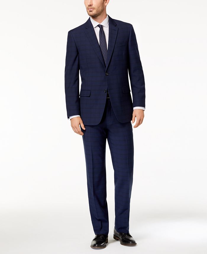Tommy hilfiger blue windowpane suit top