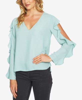 1.STATE Women's Ruffled Cold Shoulder Top Black Size X-Large