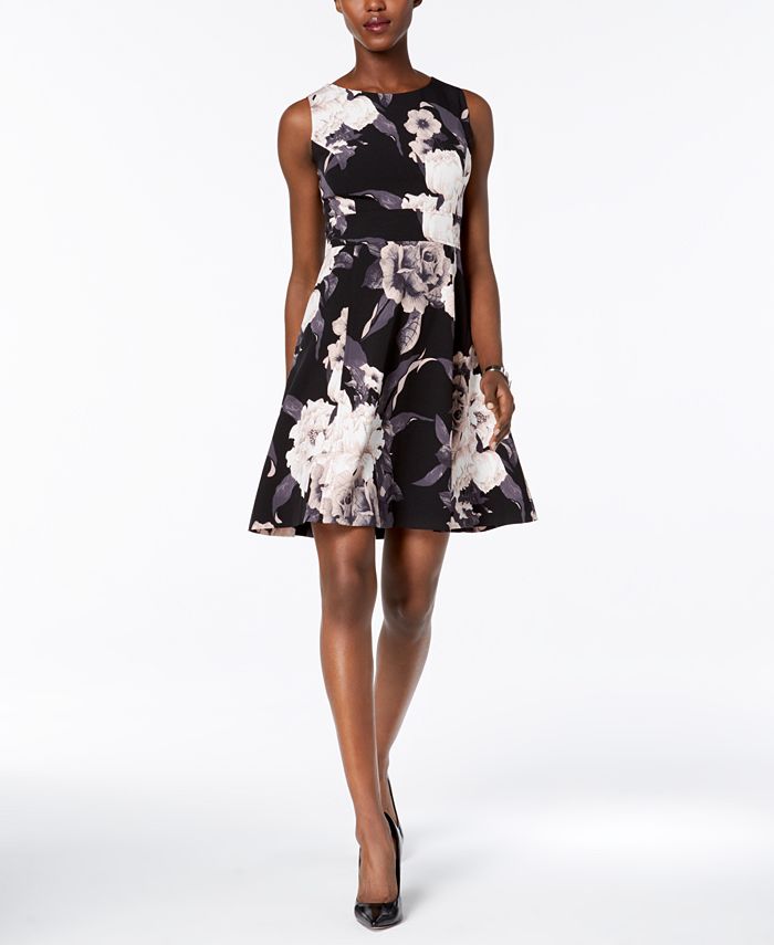 Nine West Floral-Print Fit & Flare Dress - Macy's