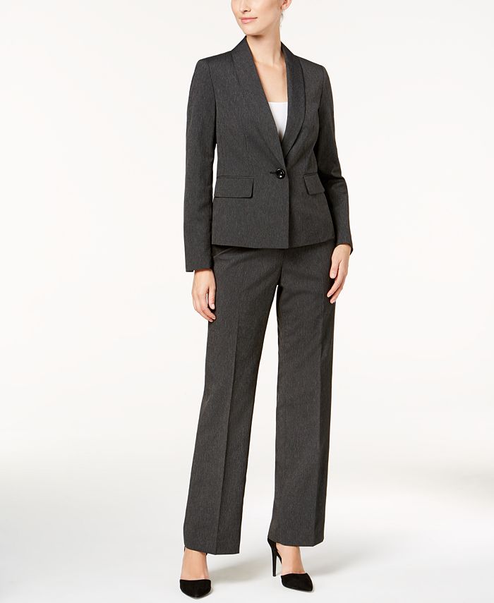 Le Suit Micro-Stripe Shawl-Collar Pantsuit - Macy's