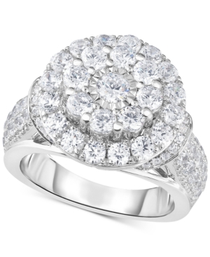 image of TruMiracle Diamond Double Halo Engagement Ring (3 ct. t.w.) in 14k White Gold
