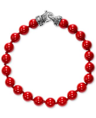 Scott Kay - Men's Red Shell Pearl (8mm) Bead Bracelet in Sterling Silver