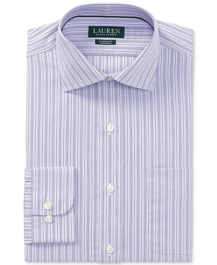 White Striped Dress Shirt 2026.Lauren Ralph Lauren Men's Classic/Regular Fit Non-Iron Grape/White ...