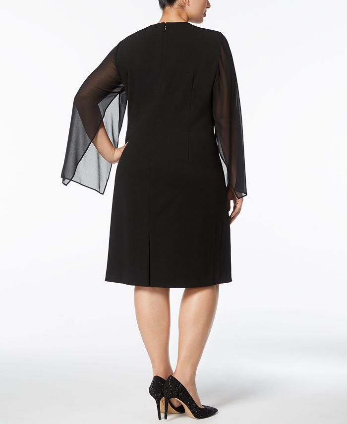 Calvin Klein + Calvin Klein Plus Size Sheer-Stripe Sheath Dress